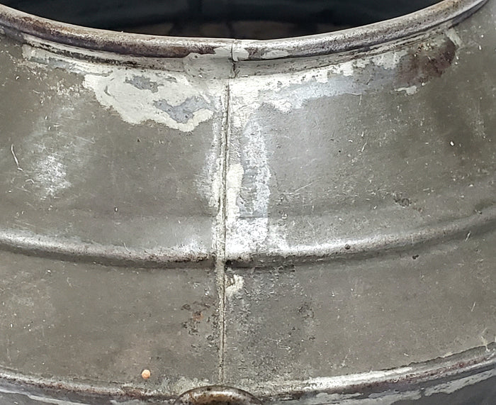 Early 8" Tin Pail w/ Porcelain Knob & Soldered Seams - Unique Shape