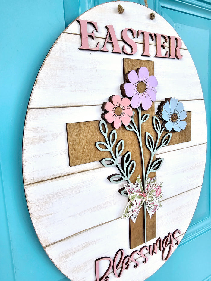 Easter Blessings Floral Cross Door Hanger-wholesale