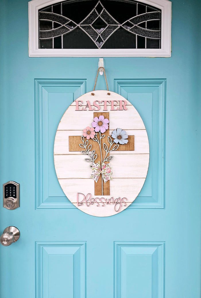 Easter Blessings Floral Cross Door Hanger-wholesale