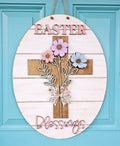 Easter Blessings Floral Cross Door Hanger