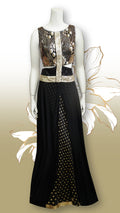Elegant Black Gold Print Dress online in singapore