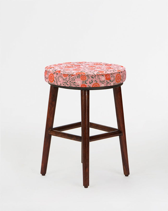 Chumbak English Cafe Stool - Earthy Florals Peach