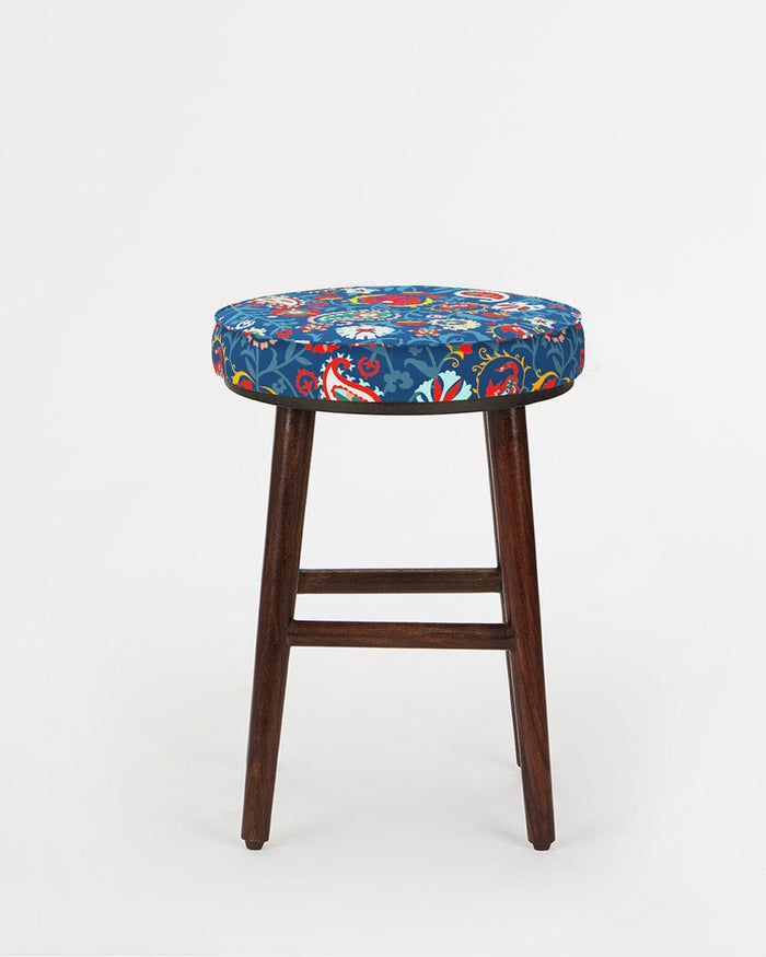 Chumbak English Cafe Stool - India Paisleys Blue