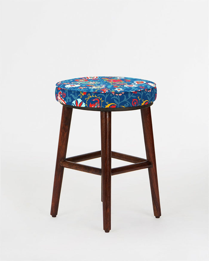 Chumbak English Cafe Stool - India Paisleys Blue