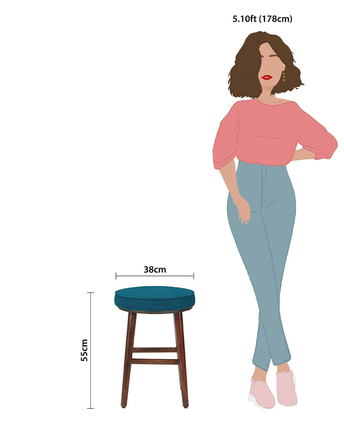 Chumbak English Cafe Stool - Mediterranian Blue