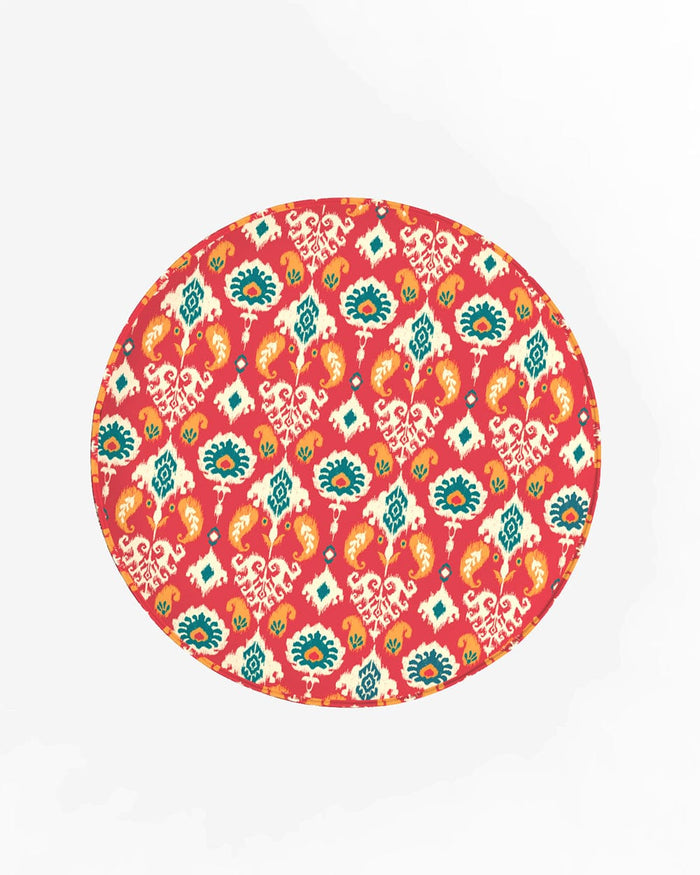 Chumbak English Cafe Stool - Red Ikkat