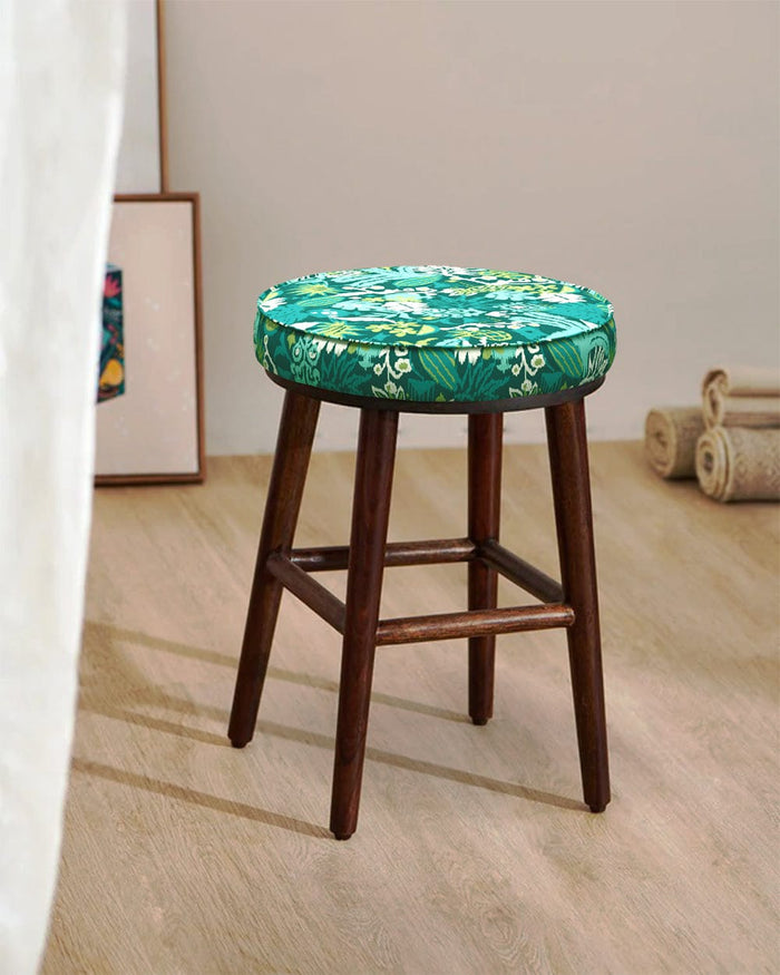 Chumbak English Cafe Stool - Tropical Ikkat Green