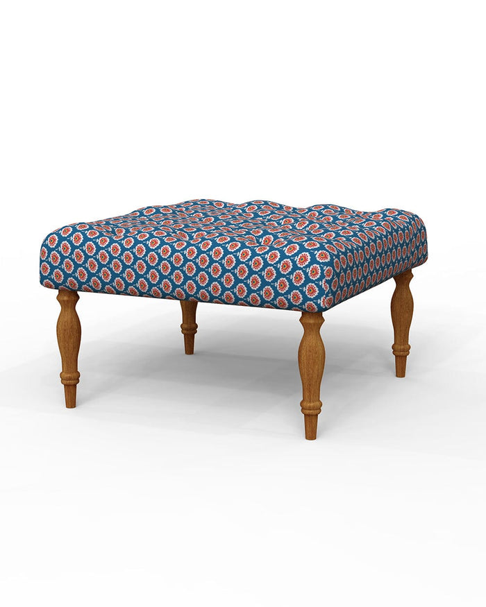 Chumbak English Ottoman - Blue Ikkat