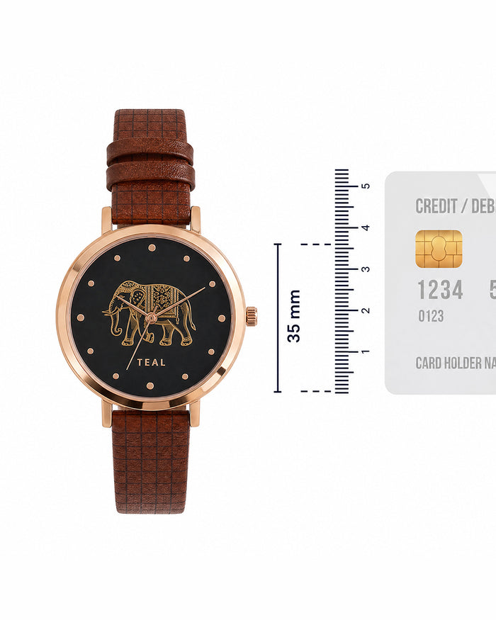 Fantastical Elephant Printed Wrist Watch With Bracelet Set