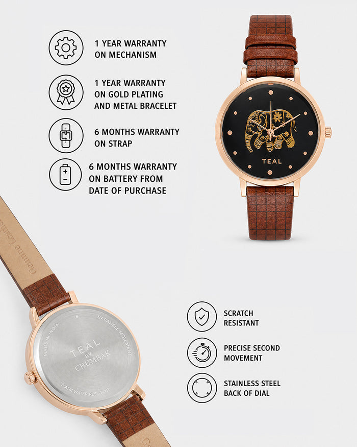 Fantastical Elephant Printed Wrist Watch With Bracelet Set