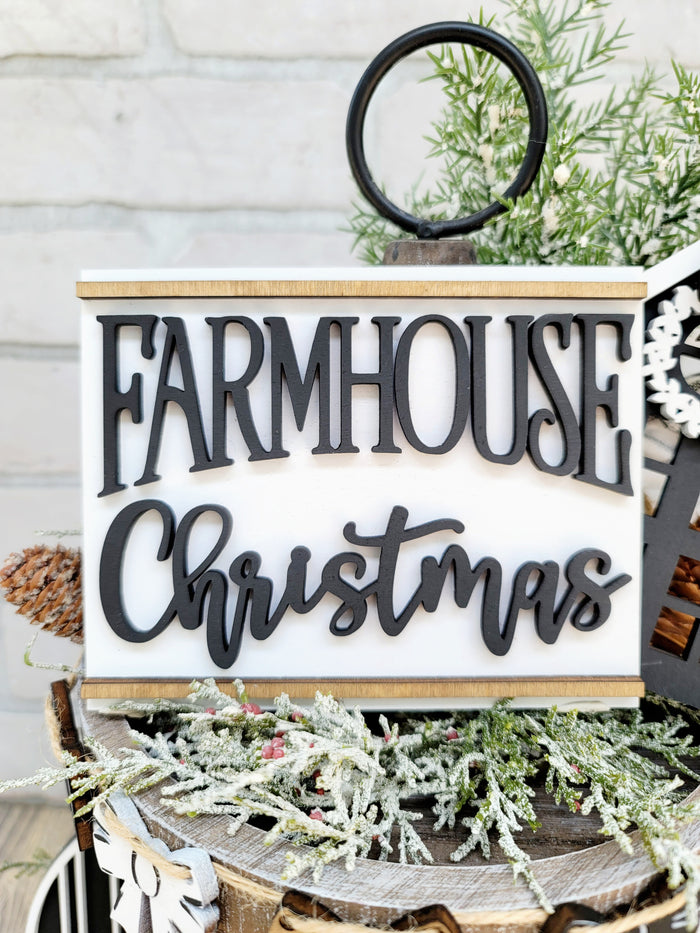 Farmhouse Christmas Tiered Tray Set