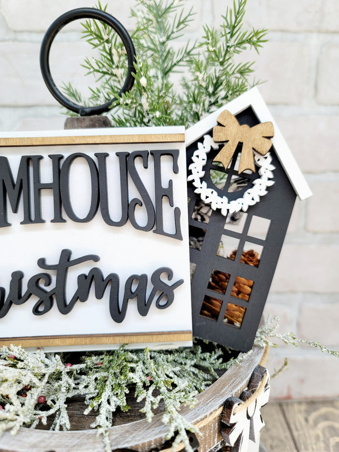 Farmhouse Christmas Tiered Tray Set