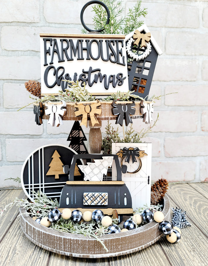 Farmhouse Christmas Tiered Tray Set