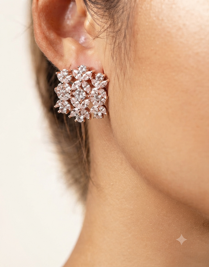 Floral Motif Drop Earrings