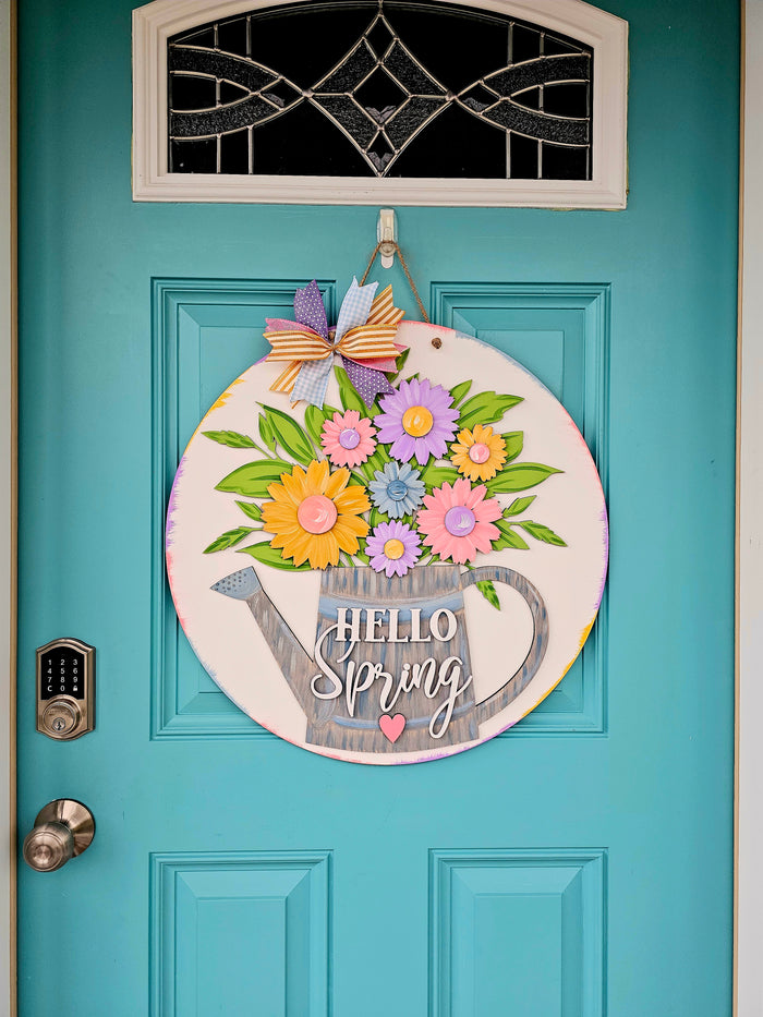 Floral Watering Can Door Hanger