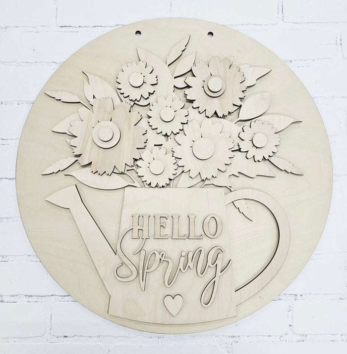 Floral Watering Can Door Hanger