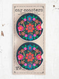 Folk Flowers Car Coasters