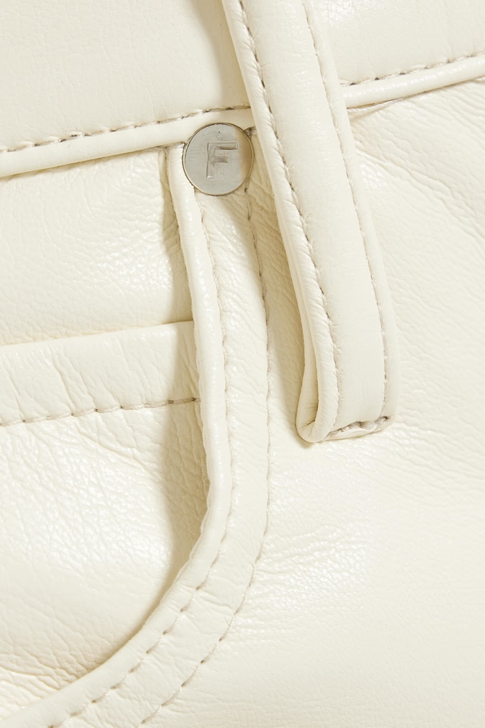 FRAME Le High 'n' Tight Stretch-Leather Straight-Leg White Pants Trousers - House Of Huntington