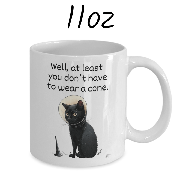 Get Well, Coffee Mug - Cat: Well, at least you don't have to wear a cone