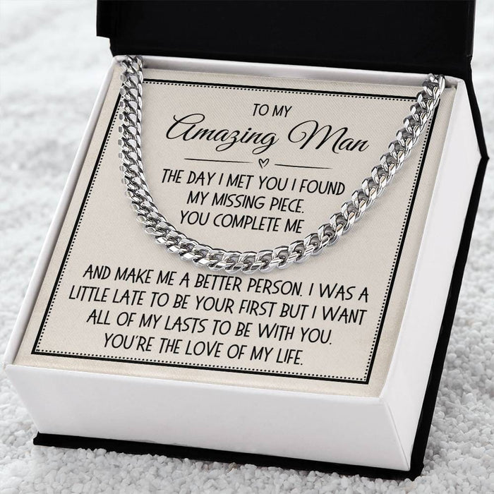 Gift for Him, Link Chain Necklace: The Day I Met You...