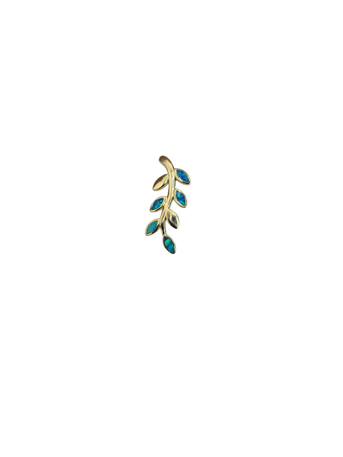 Gold Opal Leaf Pendant (Small)