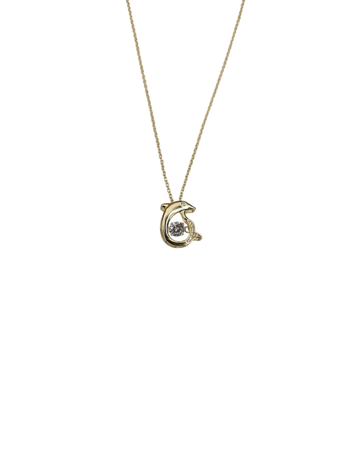 Gold Plated Dolphin Crystal Necklace