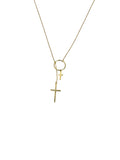 Gold Plated Double Cross Ring Necklace