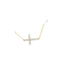 Gold Plated Pave Crystal Cross Necklace