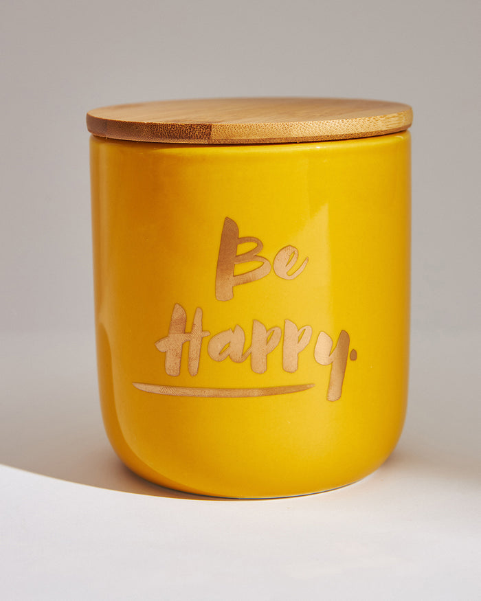 Good Vibes Ceramic Jar - Yellow