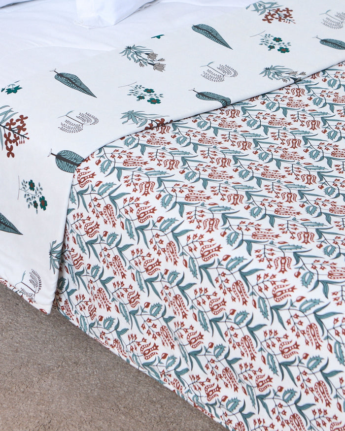 Green Petals Cotton Dohar - Single Bed 144TC