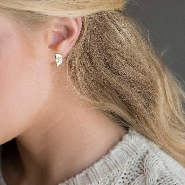 Half Moon Textured Stud Earrings - Sterling Silver Acorn Home + Apparel