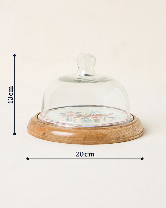 Hangul Wooden Cake Cloche, 8" dia | Kashmir Trails