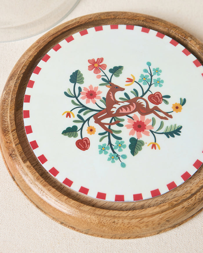 Hangul Wooden Cake Cloche, 8" dia | Kashmir Trails