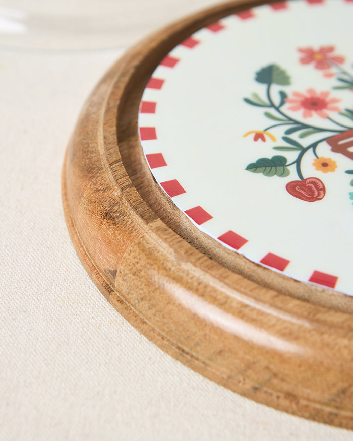 Hangul Wooden Cake Cloche, 8" dia | Kashmir Trails