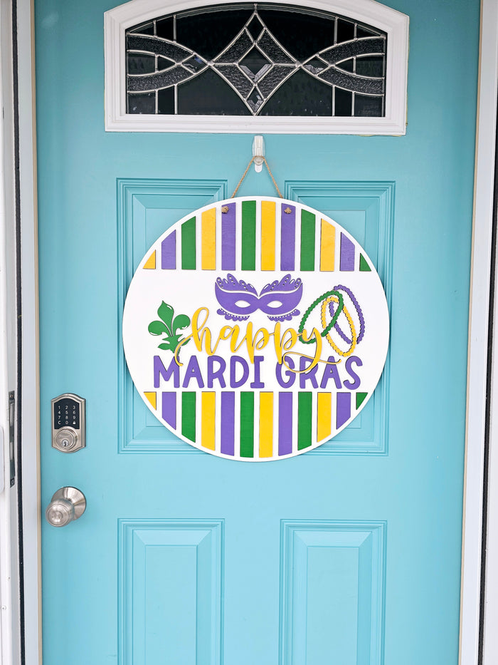 Happy Mardi Gras Lines Door Hanger