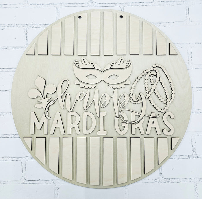 Happy Mardi Gras Lines Door Hanger