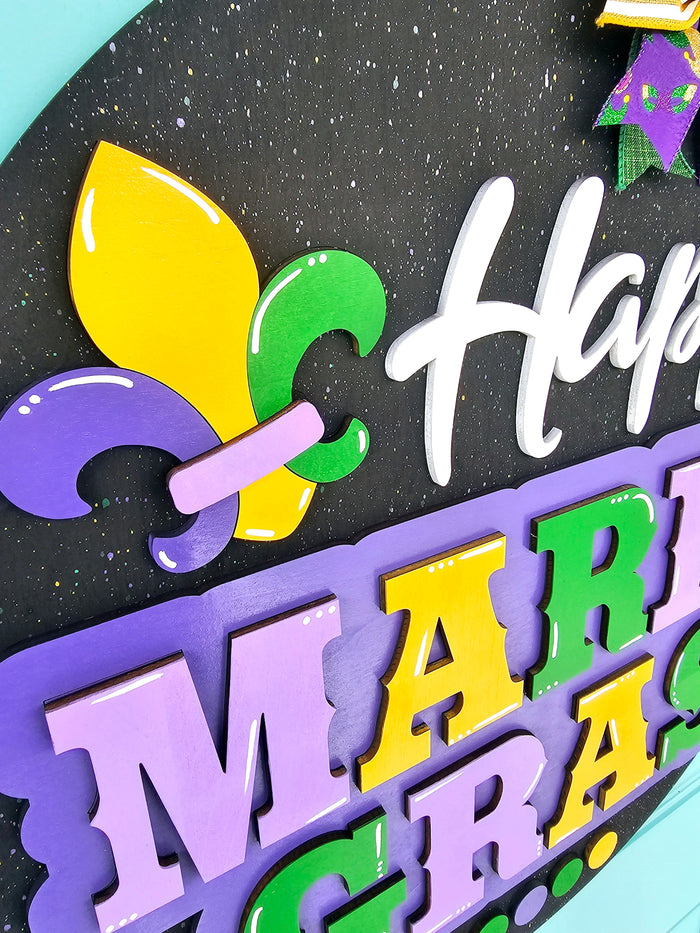 Happy Mardi Gras Splatter Door Hanger-wholesale