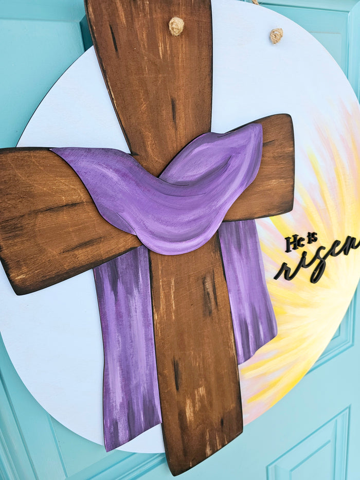 He is Risen Sunshine Cross Door Hanger