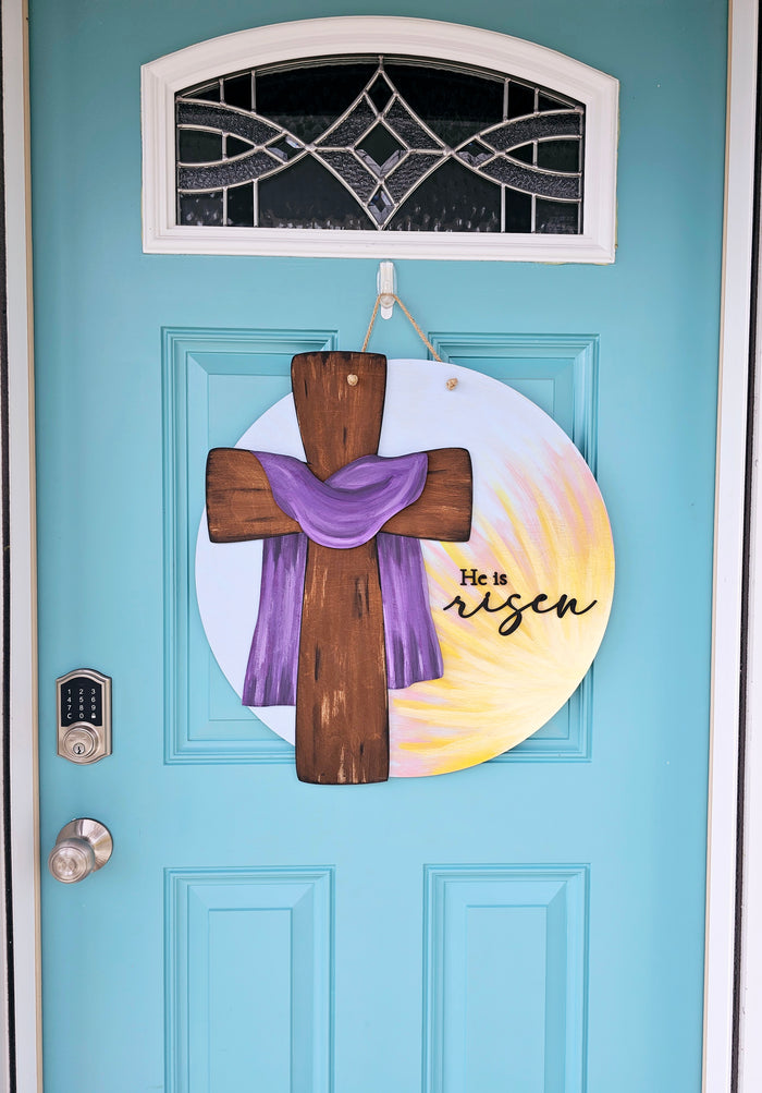 He is Risen Sunshine Cross Door Hanger