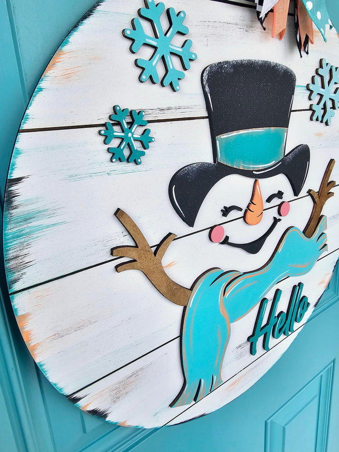 Hello Cheerful Snowman Door Hanger-wholesale