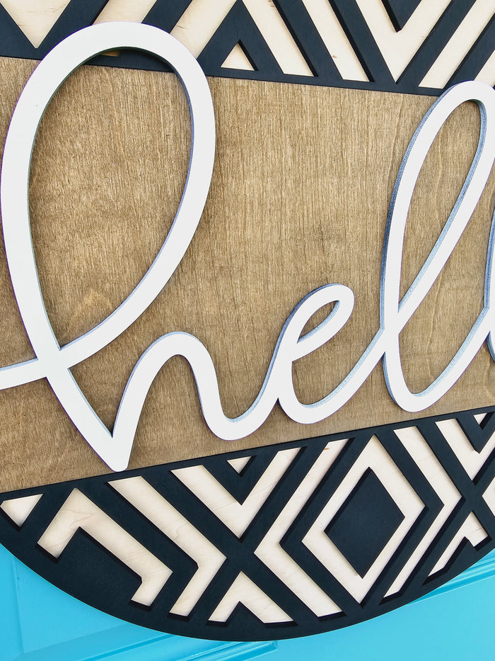 Hello Geometric Door Hanger
