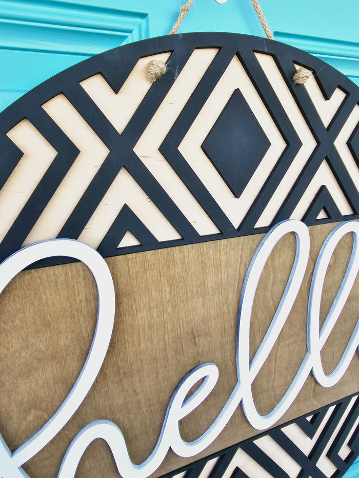 Hello Geometric Door Hanger