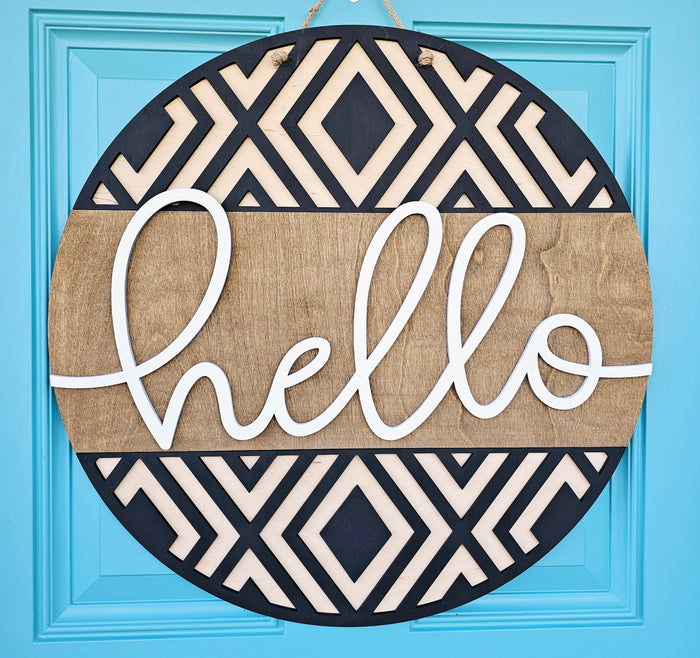 Hello Geometric Door Hanger