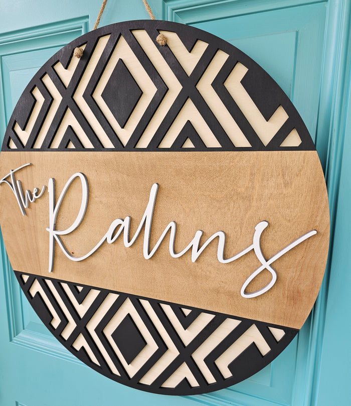 Hello Geometric Door Hanger