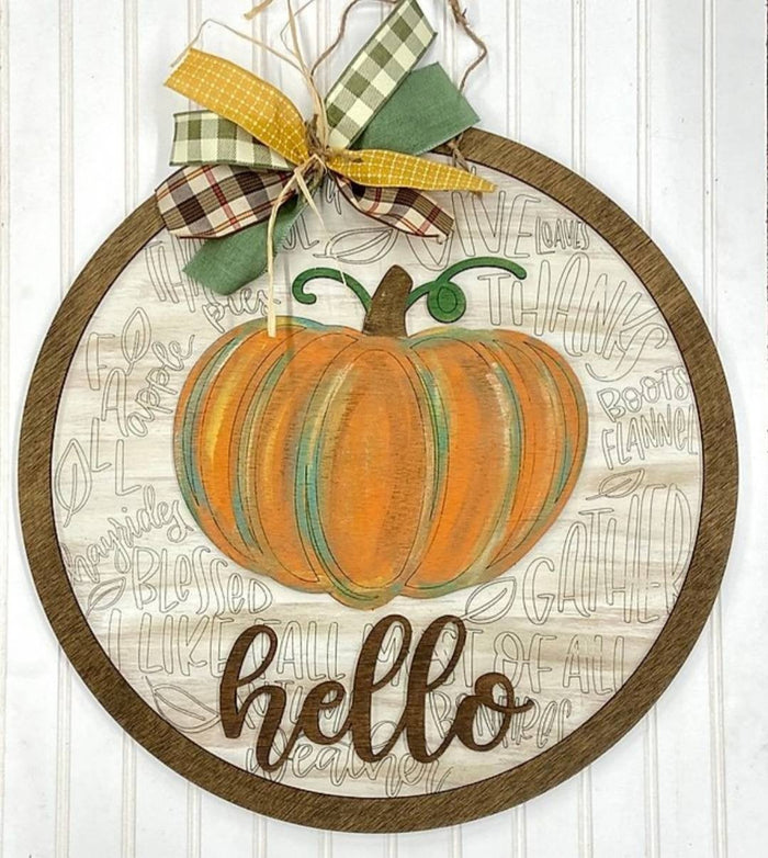 Hello Pumpkin Fall Feels Door Hanger- wholesale