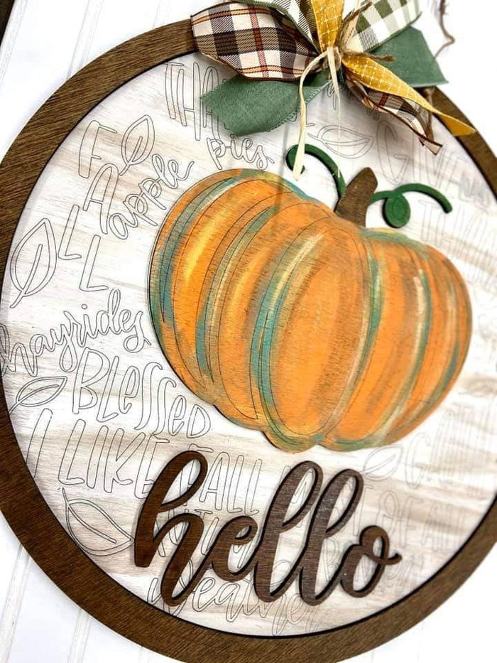 Hello Pumpkin Fall Feels Door Hanger- wholesale