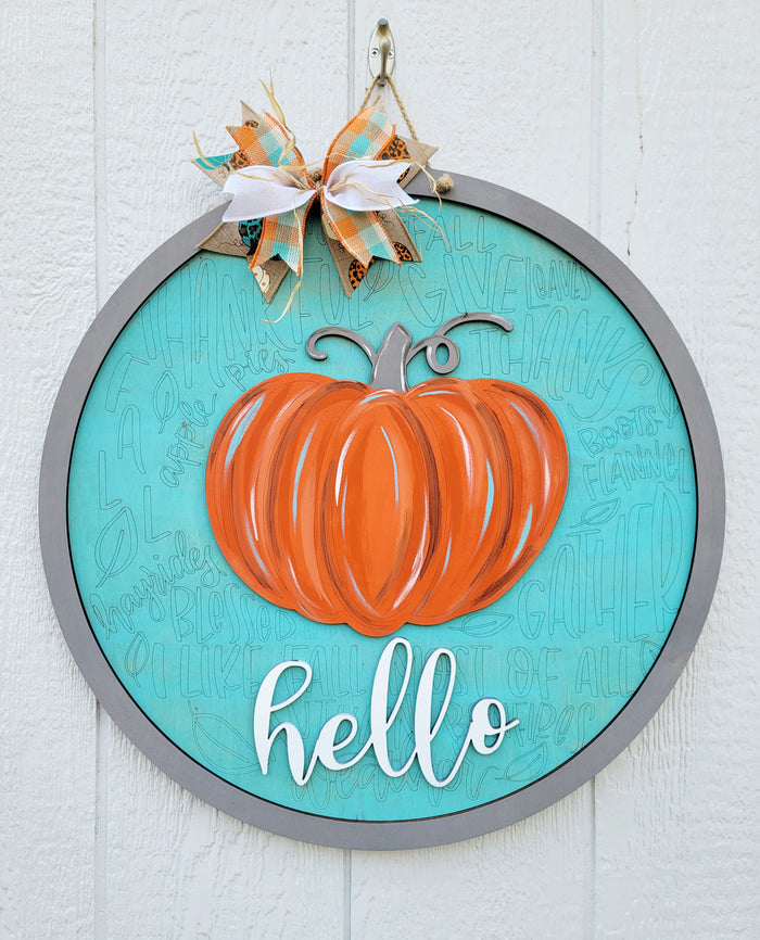 Hello Pumpkin Fall Feels Door Hanger