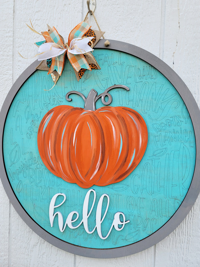 Hello Pumpkin Fall Feels Door Hanger