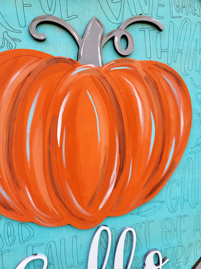 Hello Pumpkin Fall Feels Door Hanger