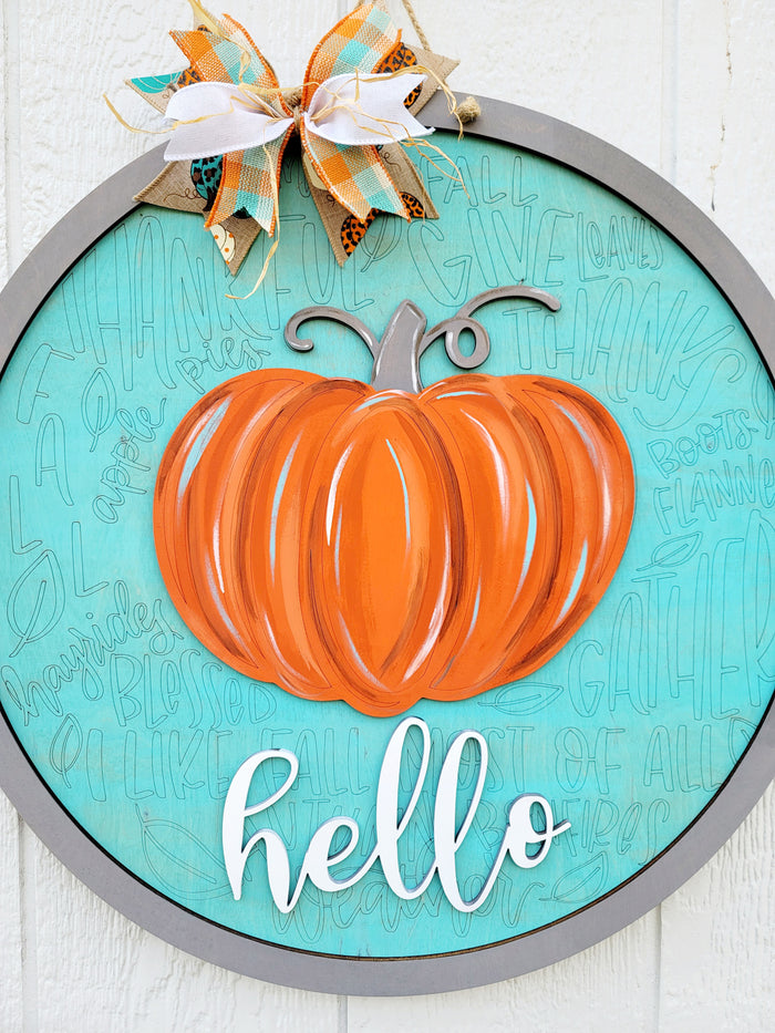 Hello Pumpkin Fall Feels Door Hanger